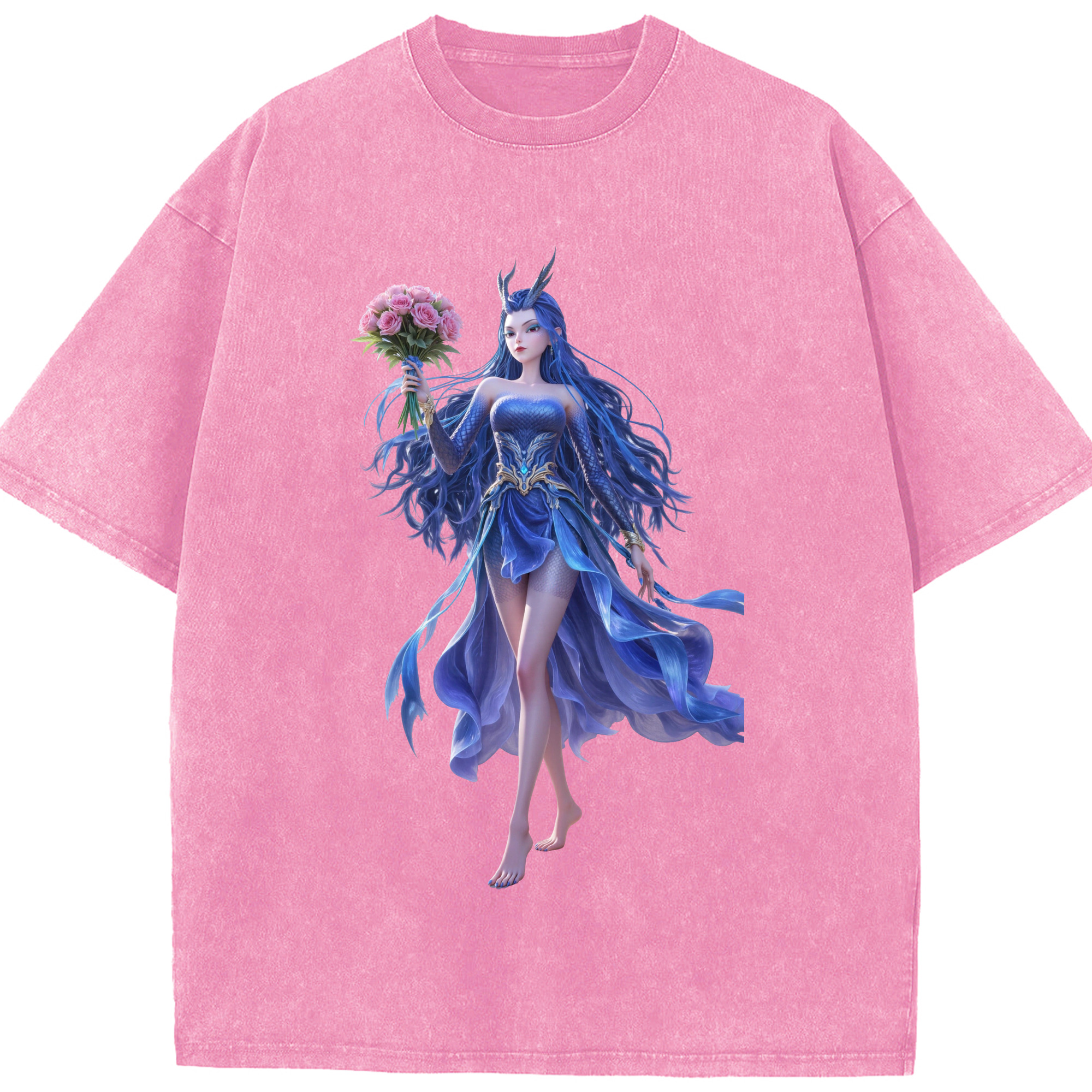 （画像用） Ne Zha 2 ナタ 魔童の大暴れ 綿100% ヴィンテージ風 半袖Tシャツ（フロントプリント）